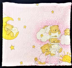 POSZEWKA JASIEK WZÓR DZIECIĘCY MISIE NA RÓŻOWYM TLE TKANINA KORA BAWEŁNA