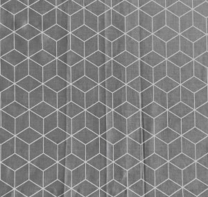 POSZEWKA JASIEK WZÓR GEOMETRYCZNY SZEŚCIANY NA SZARYM TLE TKANINA BAWEŁNA