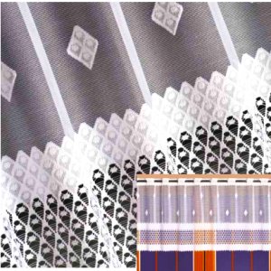 EFEKTOWNA ZAZDROSTKA ŻAKARDOWA W BIAŁYM KOLORZE Z NIEZWYKLE FANTAZYJNYM WZOREM WYSOKOŚĆ 35 CM 50 CM 95 CM PRODUCENT HAFT KALISZ