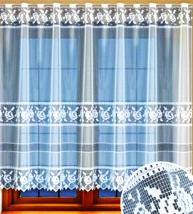 ORYGINALNA ZAZDROSTKA ŻAKARDOWA W BIAŁYM KOLORZE Z NIEZWYKLE ELEGANCKIM WZOREM W POSTACI EFEKTOWNYCH SZLAKÓW Z FINEZYJNYMI ORNAMENTAMI WYSOKOŚĆ 135 CM PRODUCENT HAFT KALISZ