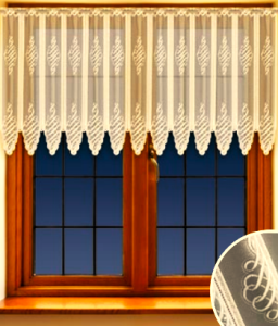 ORYGINALNA ZAZDROSTKA PANELOWA Z ŻAKARDU W DELIKATNYM KOLORZE ECRU Z MISTERNYM ORNAMENTEM  WYSOKOŚĆ 60 CM PRODUCENT HAFT KALISZ