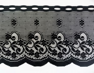 EFEKTOWNA ZAZDROSTKA RETRO ŻAKARD W KOLORZE CIEMNEGO POPIELU O FAKTURZE SIATECZKI Z ORYGINALNYM WZOREM WYSOKOŚĆ 35 CM 45 CM PRODUCENT POLONTEX CZĘSTOCHOWA