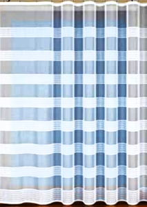 ELEGANCKA FIRANKA ŻAKARDOWA KOLOR BIAŁY Z SZEROKIMI POZIOMO UŁOŻONYM PASAMI OZDOBIONYMI SUBTELNYM WZOREM WYSOKOŚĆ 260 PRODUCENT HAFT KALISZ