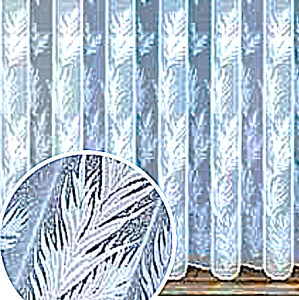 PIĘKNA FIRANKA Z BIAŁEGO ŻAKARDU  O ORYGINALNEJ STRUKTURZE WZÓR DUŻE LIŚCIE PAPROCI WYSOKOŚĆ 140 CM 160 CM 200 CM 250 CM PRODUCENT HAFT KALISZ