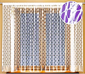 NIEZWYKLE ORYGINALNA GOTOWA FIRANKA ŻAKARD W BIAŁYM KOLORZE O STRUKTURZE POŁĄCZONYCH SZNURECZKÓW Z SUBTELNYMI ORNAMENTAMI PRODUCENT HAFT KALISZ