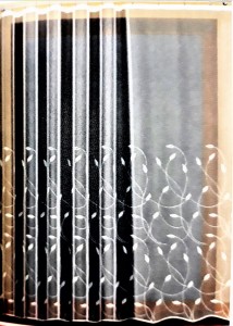 PEŁNA ELEGANCJI BIAŁA FIRANA ŻAKARDOWA NA METRY W SUBTELNY WZÓR LISTKI PRODUCENT HAFT KALISZ