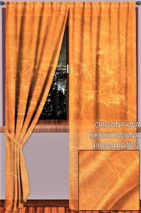 STYLOWA ORGANTYNA KRESZOWANA W PIĘKNYM POMARAŃCZOWYM KOLORZE DÓŁ WYKOŃCZONY OŁOWIANKĄ WYSOKOŚĆ 280 CM