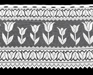 ORYGINALNA PANELOWA ZAZDROSTKA O STRUKTURZE SIATECZKI ŻAKARD RETRO VINTAGE  W KOLORZE BIAŁYM Z KWIATOWYM WZOREM  WYSOKOŚĆ 40 CM PRODUCENT POLONTEX CZĘSTOCHOWA