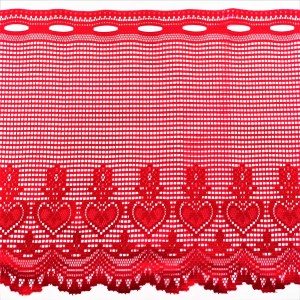 ORYGINALNA ZAZDROSTKA W STYLU VINTAGE ŻAKARD O STRUKTURZE SIATECZKI W EFEKTOWNYM CZERWONYM KOLORZE Z WZOREM RETRO WYSOKOŚĆ 35 CM 45 CM PRODUCENT POLONTEX CZĘSTOCHOWA