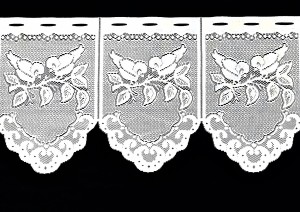 FINEZYJNA ZAZDROSTKA PANELOWA ŻAKARD W BIAŁYM KOLORZE Z PEŁNYM UROKU EFEKTOWNYM WZOREM WYSOKOŚĆ 30 CM PRODUCENT POLONTEX CZĘSTOCHOWA