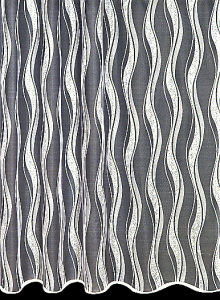 FIRANKA ŻAKARDOWA KOLOR BIAŁY Z FANTAZYJNYM PIĘKNYM WZOREM W DELIKATNE PIONOWO UŁOŻONE FALE WYSOKOŚĆ 180 CM PRODUCENT POLONTEX CZĘSTOCHOWA