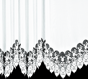 ORYGINALNA FIRANKA ŻAKARDOWA W BIAŁYM KOLORZE Z BARDZO CIEKAWYM EFEKTEM FALI WYKOŃCZONA ORNAMENTEM KWIATOWYM TULIPANY WYSOKOŚĆ 160 CM PRODUCENT POLONTEX CZĘSTOCHOWA