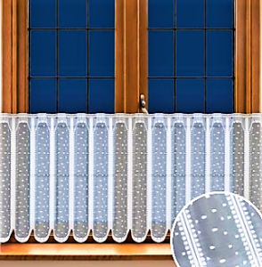 ELEGANCKA PANELOWA ZAZDROSTKA Z ŻAKARDU W BIAŁYM KOLORZE Z PEŁNYM UROKU WZOREM WYSOKOŚĆ 40 CM 60 CM PRODUCENT HAFT KALISZ